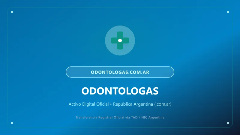 Identidad visual y presentación comercial del nombre de dominio odontologas.com.ar en venta